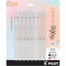 Pilot FriXion Waai Pen Collection 0.5 mm Extra Fine Pen Point - Retractable - Erasable - Periwinkle, Black, Bronze, Gray, Turquoise, Cherry, Pale Orange, Light Pink Ink - Gel-based - Writing - 8 / Pack