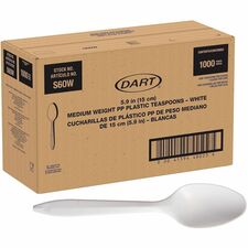 Solo Style Setter by Dart Cutlery Disposable Teaspoon - Teaspoon - Food, Cafeteria, Barbecue, Breakroom - Disposable - Polypropylene, Plastic - White - 1000 / Carton