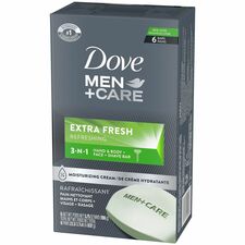 Dove Men+Care Extra Fresh Body&Face Bars 3.75 oz - Bacteria Remover - Body, Face, Skin - Moisturizing - Antibacterial - Green - 6 / Pack
