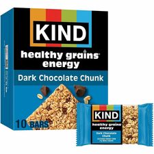 KIND Healthy Grains Energy Bars Egg-free, Dairy-free, Gluten-free, Wheat-free, Trans Fat Free, Low Sodium - Dark Chocolate Chunk - 1.40 oz - 10 / Box