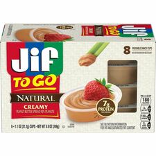 Jif To-Go Creamy Natural Peanut Butter Cups Natural, Creamy - 1.10 oz - 8 / Pack