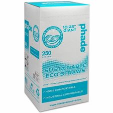 Phade Compostable Straws 10.3" Length - Polyhydroxyalkanoate (PHA) - Caribbean Blue - 250 Straws/Box - 8 / Carton