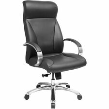 Lorell Chair High Back - Black - Polyurethane - Armrest - 1 Each