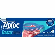 Ziploc® Grip n' Seal Freezer Bags 1 gal Capacity - 10.75" Length x 10.56" Width - Zipper Closure - Grip Texture - Clear - Kitchen, Soup, Food, Office, Commercial, Industrial, School - 28/Box - 9 / Carton