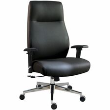Lorell Office Chairs High Back - Black - Poly, Polyurethane - Armrest - 1 Each