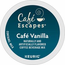 Café Escapes® K-Cup Cafe Vanilla Coffee Compatible with Keurig K-Cup Brewer - 24 K-Cup - K-Cup - Café Vanilla - 4 / Carton