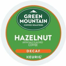 Green Mountain Coffee Roasters® K-Cup, Pod Hazelnut Decaf Coffee Compatible with Keurig K-Cup Brewer - Light - 24 K-Cup - K-Cup, Pod - Hazelnut, Decaf - Decaffeinated - 4 / Carton