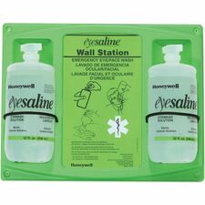 Medline Eyesaline Wall-Mount Eyewash Station 1 quart - 15" x 25" x 9" - Green - Durable, Tamper Resistant, Dust Resistant, Debris Resistant