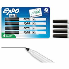 Expo Dry Erase Markers Black Ink - Writing, Calendar, Classroom, Office, Home - 4 / Pack