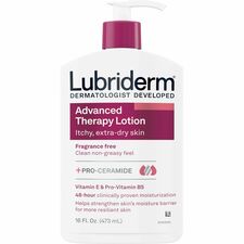 Lubriderm Advanced Therapy Lotion Lotion - 16 fl oz - For Dry Skin - Applicable on Hand and Body - Itchy Skin - Fragrance-free, Moisturising, Non-greasy, Paraben-free, Phthalates-free, Dye-free, Hypoallergenic - 12 / Carton