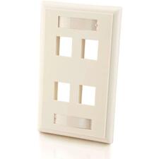 C2G 4 Socket Keystone Network/Multimedia Faceplate 4 x Total Number of Socket(s) - 1-gang - Flush Mount - White - 1 Each