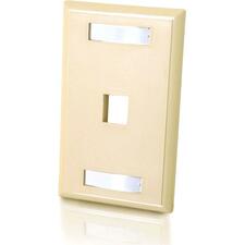 C2G 1 Socket Keystone Network/Multimedia Faceplate 1 x Total Number of Socket(s) - 1-gang - Flush Mount - Ivory - 1
