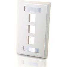 C2G 3 Socket Keystone Network/Multimedia Faceplate 3 x Total Number of Socket(s) - 1-gang - Flush Mount - White - 1