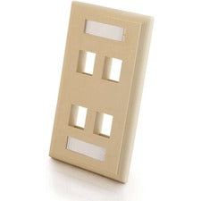 C2G 4 Socket Keystone Network/Multimedia Faceplate 4 x Total Number of Socket(s) - 1-gang - Flush Mount - Ivory - 1 Each