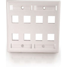 C2G 8 Socket Keystone Network/Multimedia Faceplate 8 x Total Number of Socket(s) - 2-gang - Flush Mount - White - 1 Each