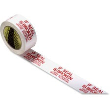 Scotch Preprinted Message Seal Broken Tape 109.36 yd Length x 1.88" Width - 3" Core - White, Red - 1.20 mil - Polypropylene Film Backing - For Sealing - 1 Roll