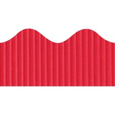 Bordette Decorative Border Rectangle with Scalloped Trim Shape - Pin-up - Flame - Fadeless - 4" Height x 2.25" Width x 600" Length - Dark Red - Paper - 1 Roll