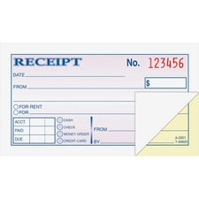 Adams Money/rent Receipt Books 50 Sheet(s) - Tape Bound - 2 Part - 2.75" x 5.37" Form Size - White - Assorted Sheet(s) - 1 Each