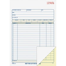 Adams Carbonless 2-part Numbered Sales Order Books 50 Sheet(s) - 2 Part - Carbonless Copy - 5.56" x 8.43" Sheet Size - White, Canary - Assorted Sheet(s) - Red Print Color - 1 Each