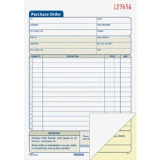 Adams Carbonless Purchase Order Statement Tape Bound - 2 Part - Carbonless Copy - 5.56" x 8.43" Sheet Size - 2 x Holes - White, Canary - Assorted Sheet(s) - 1 Each