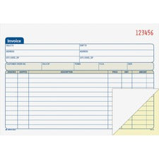Adams Carbonless Invoice Book Tape Bound - 2 Part - Carbonless Copy - 7.93" x 5.56" Sheet Size - 2 x Holes - White, Canary - Assorted Sheet(s) - 1 Each