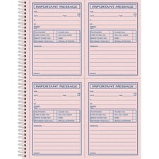 Adams Carbonless Important Message Pad 200 Sheet(s) - Spiral Bound - 2 Part - Carbonless Copy - 8.50" x 11" Sheet Size - Assorted Sheet(s) - 1 Each