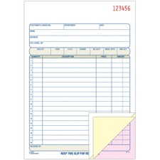 Adams Carbonless 3-part Sales Order Books 50 Sheet(s) - 3 Part - Carbonless Copy - 5.56" x 8.43" Sheet Size - White, Canary, Pink - Assorted Sheet(s) - 1 Each