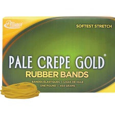 Alliance Rubber Pale Crepe Gold Rubber Bands Size: #16 - 2.5" Length x 0.1" Width - Stretchable, Durable, Reusable - Golden Crepe - 2675 / Box