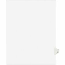 Avery® Individual Legal Exhibit Dividers - Avery Style 1 Printed Tab(s) - Digit - 21 - 1 Tab(s)/Set - 8.5" Divider Width x 11" Divider Length - Letter - White Paper Divider - White Tab(s) - 20% Recycled - Reinforced Tab, Rip Proof, Unpunched - 25 / Pa