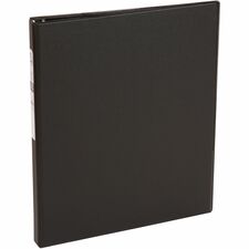 Avery® Economy Binder 1/2" Binder Capacity - Letter - 8 1/2" x 11" Sheet Size - 100 Sheet Capacity - 3 Ring(s) - Fastener(s): Round Ring - Pocket(s): 2, Internal - Vinyl - Black - Recycled - Stain Resistant - 1 Each