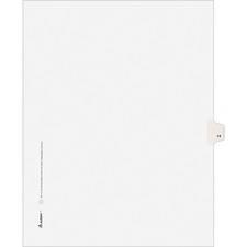 Avery® Individual Legal Exhibit Dividers - Avery Style - Unpunched 25 x Divider(s) - 25 Printed Tab(s) - Digit - 14 - 1 Tab(s)/Set - 8.5" Divider Width x 11" Divider Length - Letter - White Paper Divider - White Tab(s) - 20% Recycled - Reinforced Tab,