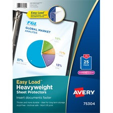 Avery® Heavyweight Sheet Protectors -Acid-free Sheet Capacity - For Letter 8 1/2" x 11" Sheet - Ring Binder - Top Loading - Diamond Clear - Polypropylene - 25 / Pack
