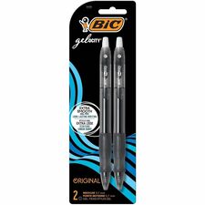BIC Gel Retractable Pens 0.7 mm Medium Pen Point - Refillable - Retractable - Black Ink - Gel-based - Translucent Barrel - 2 / Pack