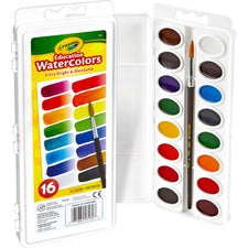 Crayola Oval Pan Cake Water Color 16 Color(s) - Assorted - 6.80 oz - 1 Each