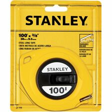Stanley Measuring Tapes 100 ft Length x 0.4" Width - 1/8 Graduations - Imperial Measuring System - Plastic, Polymer - Yellow - 1 Each