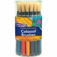 Creativity Street Wood Colossal Brushes 6" Wood Handle - Aluminum Ferrule - 30 / Set