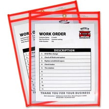 C-Line Neon Colored Stitched Shop Ticket Holders Support 9" x 12" Media - 13.5" Height x 10" Width x 0.1" Depth - Vinyl - Clear, Neon Orange - Sturdy - 1 Each