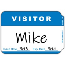 C-Line Adhesive Visitor Name Badges Visitor - 3 1/2" Width x 2 1/4" Length - Rectangle - White - Paper - Self-adhesive - 100 / Box