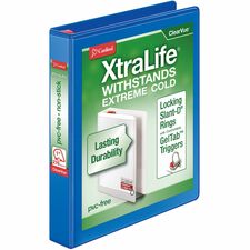 Cardinal® Xtralife ClearVue Locking Slant-D Binder 1" Binder Capacity - Letter - 8 1/2" x 11" Sheet Size - 270 Sheet Capacity - 1" Spine Width - 3 Ring(s) - Fastener(s): D-Ring - Pocket(s): 2, Inside Front & Back - Polyolefin - Blue - 14.40 oz - Non-s