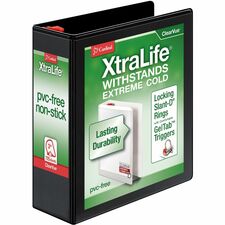 Cardinal® Xtralife ClearVue Locking Slant-D Binder 3" Binder Capacity - Letter - 8 1/2" x 11" Sheet Size - 725 Sheet Capacity - 2 29/32" Spine Width - 3 Ring(s) - Fastener(s): D-Ring - Pocket(s): 2, Inside Front & Back - Polyolefin - Black - 1.60 lb -
