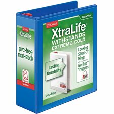 Cardinal® Xtralife ClearVue Locking Slant-D Binder 3" Binder Capacity - Letter - 8 1/2" x 11" Sheet Size - 725 Sheet Capacity - 2 29/32" Spine Width - 3 Ring(s) - Fastener(s): D-Ring - Pocket(s): 2, Inside Front & Back - Polyolefin - Blue - 1.60 lb -