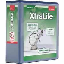Cardinal® Xtralife ClearVue Locking Slant-D Binder 4" Binder Capacity - Letter - 8 1/2" x 11" Sheet Size - 890 Sheet Capacity - 3 3/5" Spine Width - 3 Ring(s) - Fastener(s): D-Ring - Pocket(s): 2, Inside Front & Back - Polyolefin - Blue - 1.80 lb - No