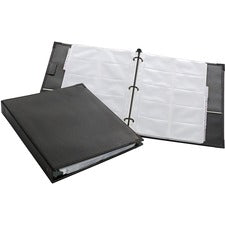 Cardinal® Business Card Ring Binder 200 Capacity - 8.50" Width x 11" Length - 3-ring Binding - Refillable - Black Vinyl Cover