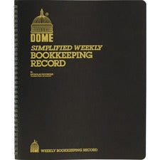 Dome Bookkeeping Record Book 128 Sheet(s) - Wire Bound - 8.75" x 11.25" Sheet Size - Brown Cover - Recycled - 1 Each
