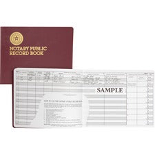 Dome Notary Public Book 64 Sheet(s) - Thread Sewn - 10.50" x 8.25" Sheet Size - 10 Columns per Sheet - Burgundy - White Sheet(s) - Maroon Cover - Recycled - 1 Each