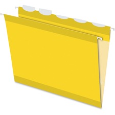 Pendaflex Ready-Tab 1/5 Tab Cut Letter Recycled Hanging Folder 8 1/2" x 11" - Yellow - Reinforced - 10% Recycled - 25 / Box