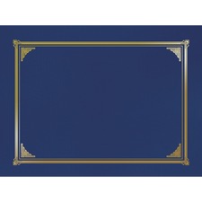 Geographics Letter, A4+ Recycled Certificate Holder 8 1/2" x 11" , 10" x 8" , 8 17/64" x 11 11/16" - Linen - Navy Blue - Die-cut, Embossed - 30% Recycled - 6 / Pack
