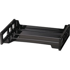 Officemate Side-Loading Desk Tray 2.75" Height x 13.18" Width x 9" Depth - Desktop - Stackable, Durable, Non-stick, Portable, Carrying Handle - Black - 1 Each