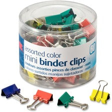 Officemate Binder Clips Mini - 0.25" Size Capacity - Assorted - Metal - 60 / Pack