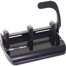 Officemate Heavy-Duty Hole Punch with Lever Handle 3 Punch Head(s) - 32 Sheet of 20lb Paper - 9/32" Punch Size - Black